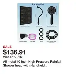 Bed Bath & Beyond All metal 10 Inch High Pressure Rainfall Shower head with Handheld Spray offer