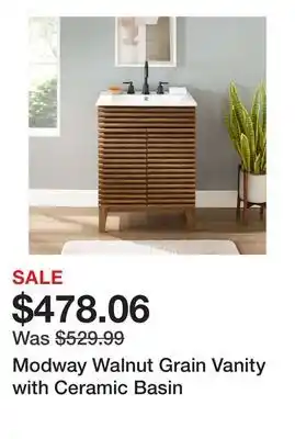 Bed Bath & Beyond Modway Walnut Grain Vanity with Ceramic Basin offer