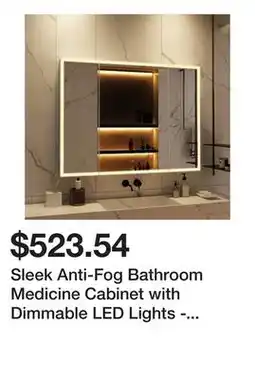 Bed Bath & Beyond Sleek Anti-Fog Bathroom Medicine Cabinet with Dimmable LED Lights - 45.9 offer