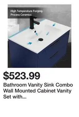 Bed Bath & Beyond Bathroom Vanity Sink Combo Wall Mounted Cabinet Vanity Set with Drop in Sink offer