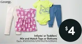 Walmart Infants' or Toddlers' Mix and Match Tops or Bottoms offer