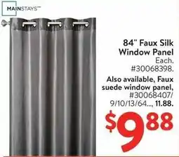 Walmart 84" Faux Silk Window Panel offer