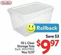 Walmart Clear Storage Tote offer