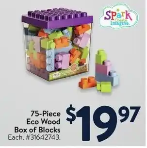 Walmart 75-Piece Eco Wood Box of Blocks offer