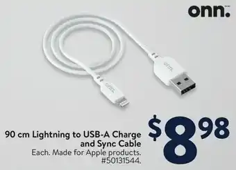 Walmart Lightning to USB-A Charge and Sync Cable offer