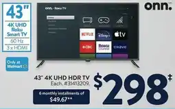 Walmart 43" 4K UHD HDR TV offer