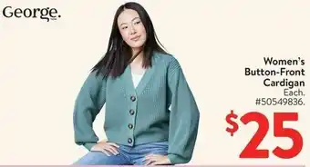 Walmart George. Women's Button-Front Cardigan offer