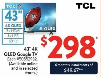 Walmart TCL 43" 4K QLED Google TV offer