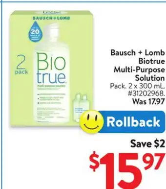 Walmart Bausch + Lomb Biotrue Multi-Purpose Solutions offer