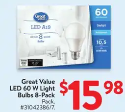 Walmart Great Value LED 60 W Light Bulbs 8-Pack offer