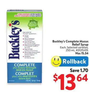 Walmart Buckley's Complete Mucus Relief Syrup offer