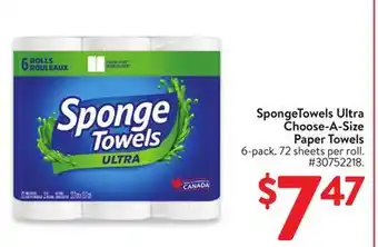 Walmart SpongeTowels Ultra Choose-A-Size Paper Towels offer