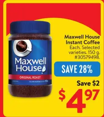 Walmart Maxwell House Instant Coffee offer