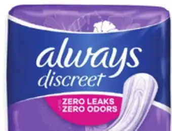 Walmart Always Discreet Incontinence Pads offer