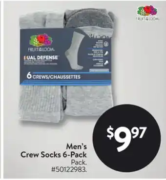 Walmart Men's Crew Socks 6-Pack offer