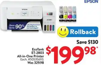 Walmart EcoTank ET-2803 All-in-One Printer offer