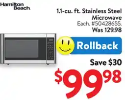 Walmart 1.1 cu.ft. Stainless Steel Microwave offer