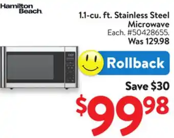 Walmart 1.1 cu.ft. Stainless Steel Microwave offer