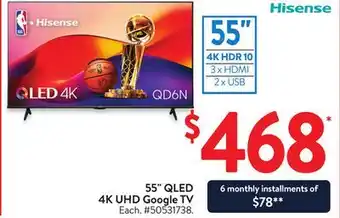 Walmart Hisense 55 QLED 4K UHD Google TV offer