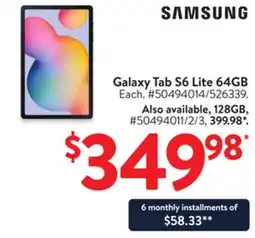 Walmart Galaxy Tab S6 Lite 64GB offer