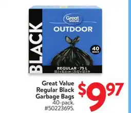 Walmart Great Value Regular Black Garbage Bags offer