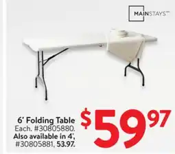 Walmart 6' Folding Table offer