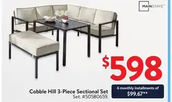 Walmart Mainstays Cobble Hill 3-Piece Sectional Set offer