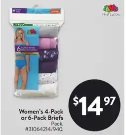 Walmart Women's 4-Pack or 6-Pack Briefs offer