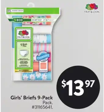 Walmart Girls' Briefs 9-Pack offer