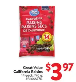 Walmart Great Value California Raisins offer