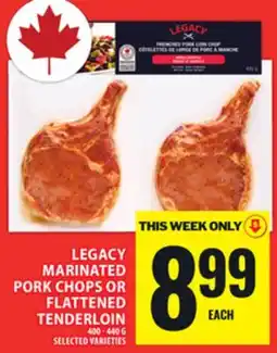 Food Basics LEGACY MARINATED PORK CHOPS OR FLATTENED TENDERLOIN offer