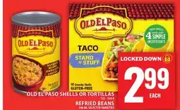 Food Basics OLD EL PASO SHELLS OR TORTILLAS OR REFRIED BEANS offer