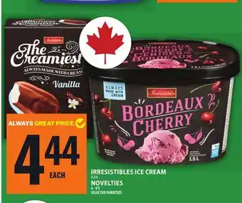 Food Basics IRRESISTIBLES ICE CREAM, NOVELTIES offer