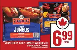 Food Basics SCHNEIDERS JUICY JUMBOS WIENERS OR SMOKED SAUSAGES offer