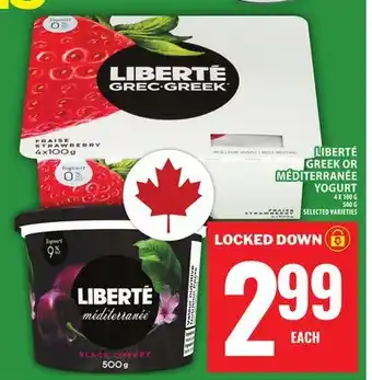 Food Basics LIBERTÉ GREEK OR MÉDITERRANÉE YOGURT offer