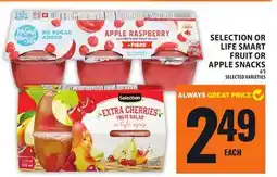 Food Basics SELECTION OR LIFE SMART FRUIT OR APPLE SNACKS offer