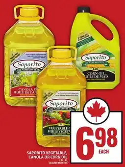 Food Basics SAPORITO VEGETABLE, CANOLA OR CORN OIL offer