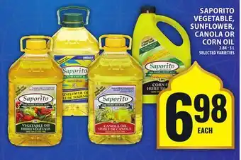 Food Basics SAPORITO VEGETABLE, SUNFLOWER, CANOLA OR CORN OIL offer