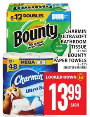 Food Basics CHARMIN ULTRASOFT BATHROOM TISSUE OR BOUNTY PAPER TOWELS offer