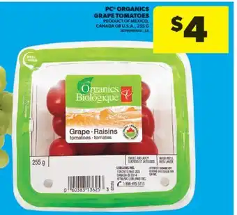 Real Canadian Superstore PC ORGANICS GRAPE TOMATOES, 255 G offer