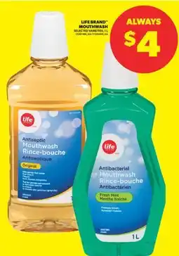 Real Canadian Superstore LIFE BRAND MOUTHWASH, 1 L offer