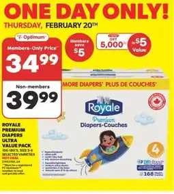 Real Canadian Superstore ROYALE PREMIUM DIAPERS ULTRA VALUE PACK, 106-180'S offer