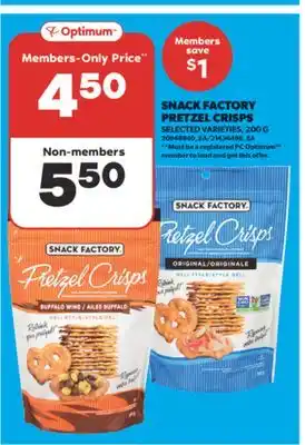 Real Canadian Superstore SNACK FACTORY PRETZEL CRISPS, 200 G offer