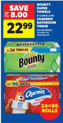 Real Canadian Superstore BOUNTY PAPER TOWELS 8 = 24 ROLLS OR CHARMIN BATHROOM TISSUE 24 = 96 ROLLS offer