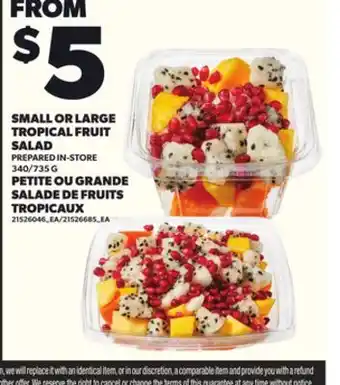 Independent Grocer SMALL OR LARGE TROPICAL FRUIT SALAD, 340/735 G offer