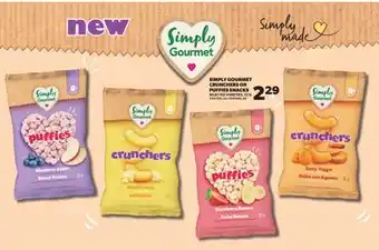 Real Canadian Superstore SIMPLY GOURMET CRUNCHERS OR PUFFIES SNACKS, , 32 G offer