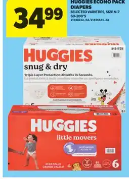 Real Canadian Superstore HUGGIES ECONO PACK DIAPERS, 60-200' S offer