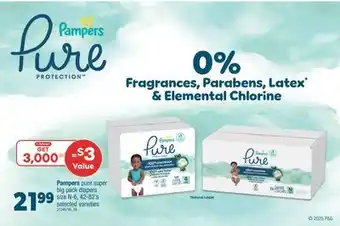 Real Canadian Superstore PAMPERS PURE SUPER BIG PACK DIAPERS, 42-82'S offer