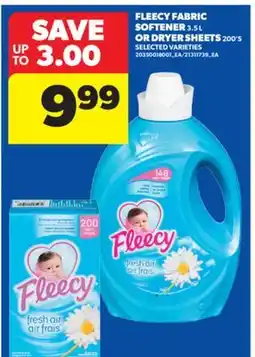 Real Canadian Superstore FLEECY FABRIC SOFTENER, 3.5 L OR DRYER SHEETS, 200'S offer