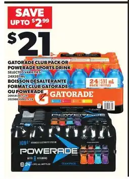 Independent Grocer GATORADE CLUB PACK OR POWERADE SPORTS DRINK, 24X591 ML offer